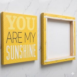 Source Unknown Yellow and White Canvas Art